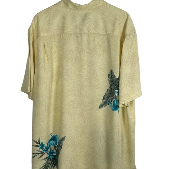 Havana Jack’s Café Hawaiian Camp Shirt Yellow Blue Floral Rayon XL - Picture 2 of 7
